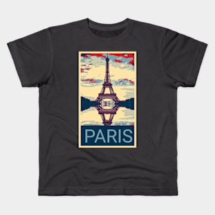 Paris France in Shepard Fairey style Kids T-Shirt